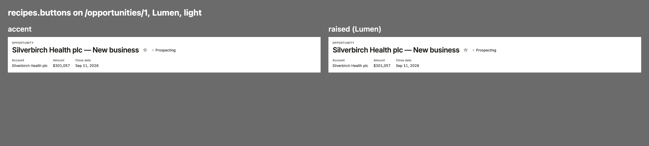 Each value of recipes.buttons on Compass, one thumbnail apiece under its name.