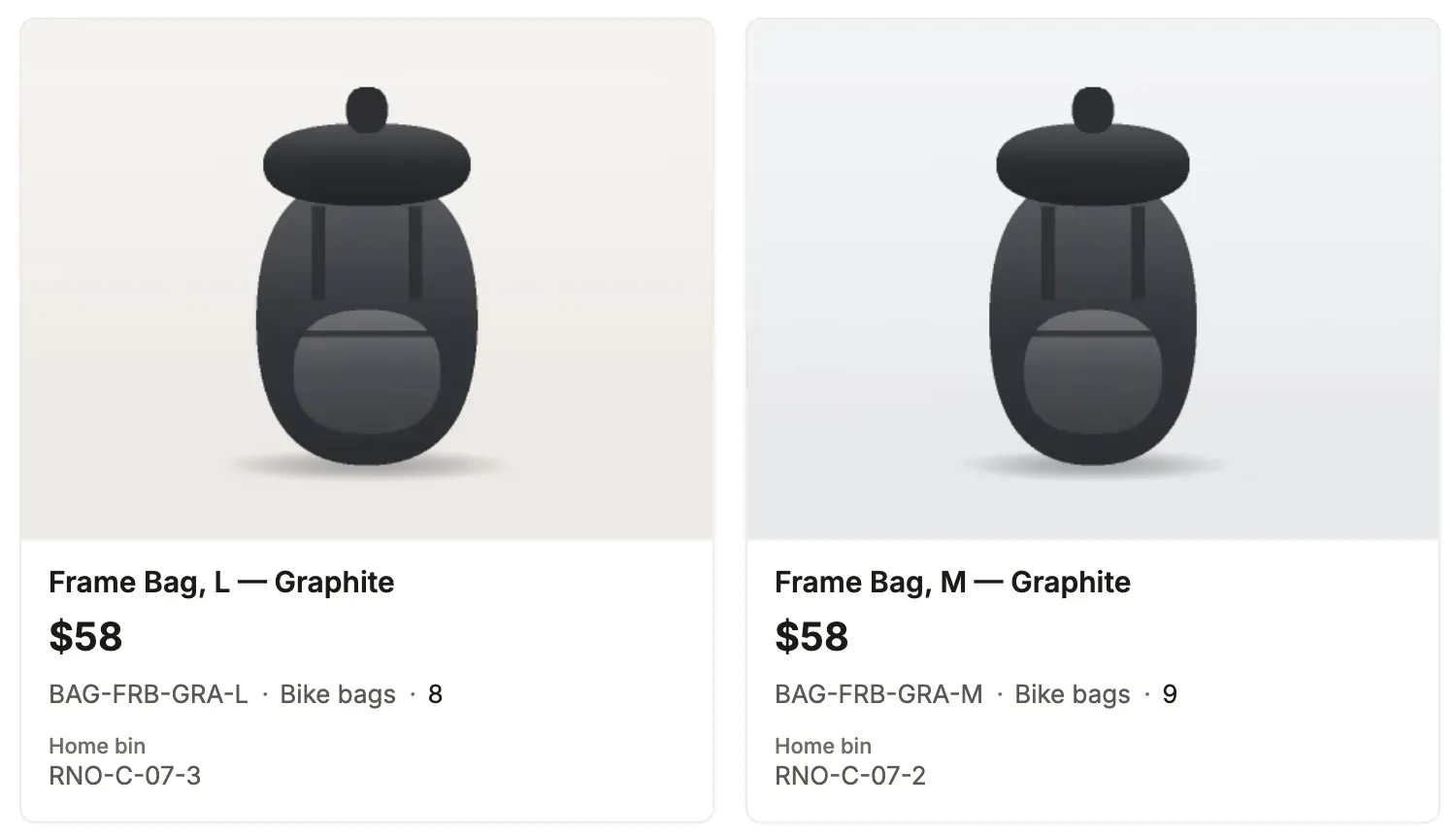 Depot: the catalog as product cards with a photo, a price and facts.